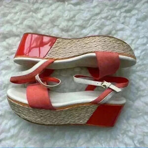 Cole Haan Orange Arden Nubuck Espadrille Wedge